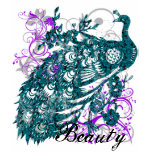Aqua Purple Peacock, Customized Text Design t-shirts