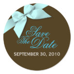 Aqua Ribbon Save The Date Wedding Announce Stickers