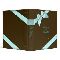 Aqua Ribbon Wedding Planner Album 3 Ring Binder