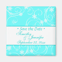 Aqua save the Date Winter Wedding Magnet