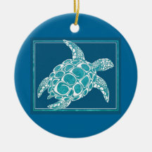 Aqua Sea Turtle Christmas Tree Ornaments