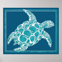 Aqua Sea Turtle Print