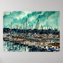 aqua sky sailing sail boats canvas art print