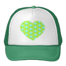 Aqua Stars and Green Heart Hats