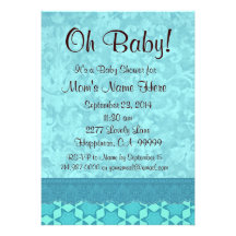 Aqua Stars and Lace Boy Baby Shower B601 Invitation