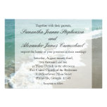 Aqua Surf Crashing Water Beach Destination Wedding Custom Announcements