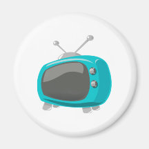 Aqua Television Refrigerator Magnets