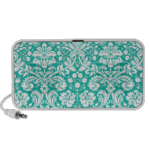 Aqua Turquoise Teal damask pattern Speaker System