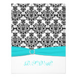 Aqua, White and Black Damask II RSVP Card Custom Announcement