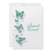 aqua white birthday engagement wedding personalized invitation