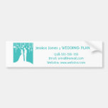 Aqua & White Bride and Groom Wedding Silhouettes Bumper Stickers