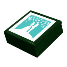 Aqua & White Bride and Groom Wedding Silhouettes Gift Boxes