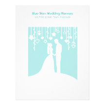 Aqua & White Bride and Groom Wedding Silhouettes Letterhead