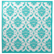 Aqua White Damask Napkins napkins