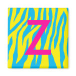 Aqua & Yellow Zebra Print Magnet