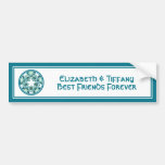 Aquamarine Best Friend Floral Tiles Bumper Sticker