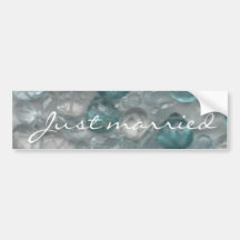 Aquamarine Gems Just Married Bumper Sticker