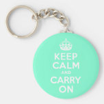Aquamarine Keep Calm and Carry On Key Chain