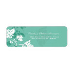 Aquamarine teal white floral swirls address label
