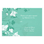 Aquamarine white floral swirls wedding RSVP card Invite