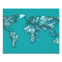 aquamarine world map art photo