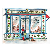Aquarelle de BOULANGERIE 28 Paris Cartes Postales