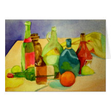 Aquarelle de bouteille en verre cartes de vœux