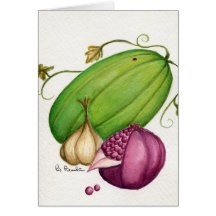 aquarelle de fruits et légumes carte de vœux
