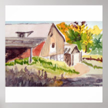 AQUARELLE DE ROUTE DE CAMPAGNE SUR LA TOILE POSTERS