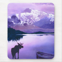 Aquarelle d'orignaux "de majesté de montagnes pour tapis de souris