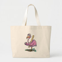 Aquarelle lunatique de flamant rose de base-ball sacs en toile