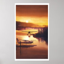 Aquarelle plate de flotteur "de port de ciel" affiches