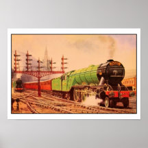 Aquarelle vintage locomotive Flying Scotsman Print