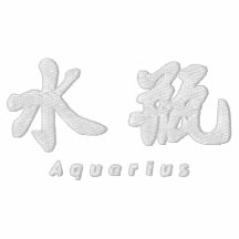 Aquarius (H) Chinese Calligraphy White Design 1