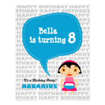 Aquarius Kids Party Invitation