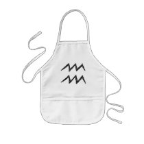 Aquarius. Zodiac Astrology Sign. Black. Apron