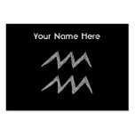 Aquarius. Zodiac Astrology Sign. Black. Business Cards