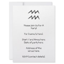 Aquarius. Zodiac Astrology Sign. Black. Custom Announcement
