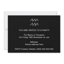 Aquarius. Zodiac Astrology Sign. Black. Invite