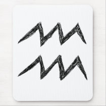 Aquarius. Zodiac Astrology Sign. Black. Mouse Pads