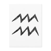 Aquarius. Zodiac Astrology Sign. Black. Postcards