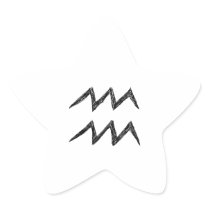 Aquarius. Zodiac Astrology Sign. Black. Star Sticker