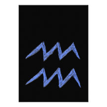 Aquarius. Zodiac Astrology Sign. Blue. Invites