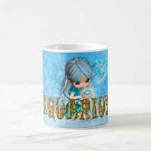 Aquarius Zodiac Birthday mug with cutie pie aqua
