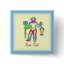 Aquarius Zodiac Star Sign Rainbow Badge