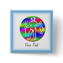 Aquarius Zodiac Star Sign Rainbow Badge Name Tag