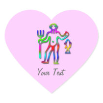 Aquarius Zodiac Star Sign Rainbow on Pink Heart