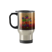 Aquarius Zodiac Star Sign Rainbow Sunset Travel Mug