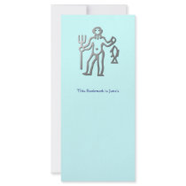 Aquarius Zodiac Star Sign Silver On Blue Bookmark