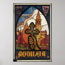 Aquileia Vintage Travel Poster Ad Retro Prints